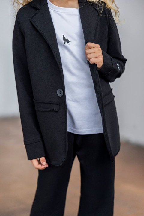 Elegancko sportowy czarny garnitur WOLF mashMNIE Elegancko sportowy czarny garnitur WOLF mashMNIE
