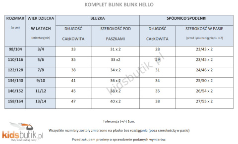 Komplet z elastycznej bawełny blink blink Hello - biały Komplet z elastycznej bawełny blink blink Hello - biały