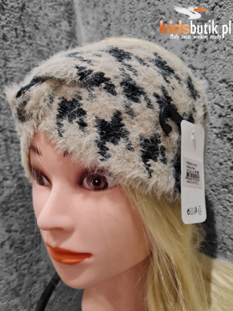 Opaska na głowę w pepitkę 100% Alpaka - cream Opaska na głowę w pepitkę 100% Alpaka - cream
