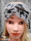 Opaska na głowę w pepitkę 100% Alpaka - szara