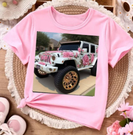 PRZEDSPRZEDAŻ - Bluzka JEEP WRANGLER kwiaty, złote dodatki - róż