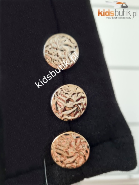 Płaszczyk flauszowy przejściowy z ozdobną broszką wiosna/jesień - czarny Płaszczyk flauszowy przejściowy z ozdobną broszką wiosna/jesień - czarny