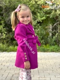 Płaszczyk flauszowy przejściowy z ozdobną broszką wiosna/jesień - fuksja