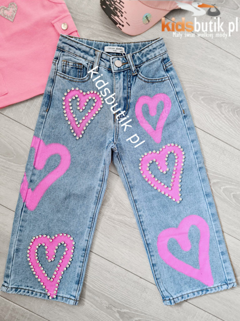 Spodnie jeans RÓŻOWE SERCA Z CYRKONIAMI Spodnie jeans RÓŻOWE SERCA Z CYRKONIAMI