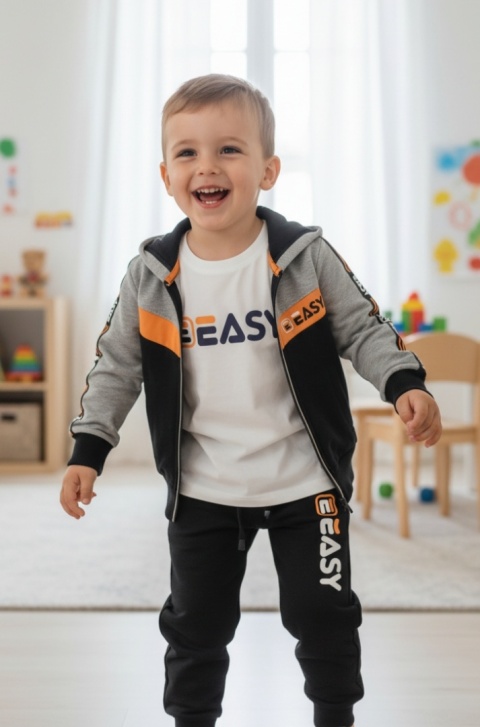 3 częściowy komplet dres EASY z taśmami czarny
