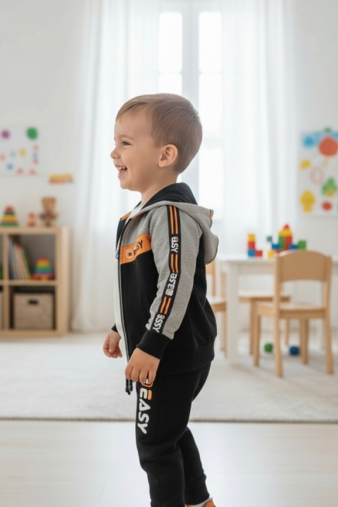 3 częściowy komplet dres EASY z taśmami czarny