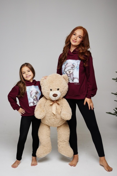 Bluza MIŚ w czapce i szaliku z kryształkami Mama i Córka - tu mama