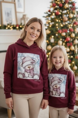 Bluza MIŚ w czapce i szaliku z kryształkami Mama i Córka - tu córka