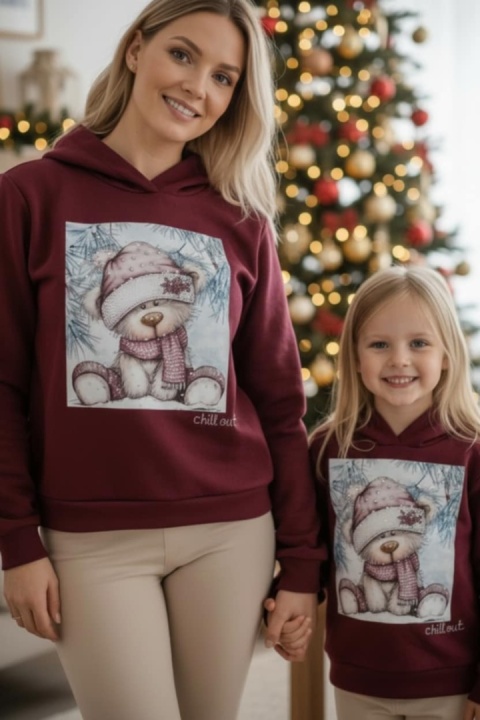 Bluza MIŚ w czapce i szaliku z kryształkami Mama i Córka - tu córka