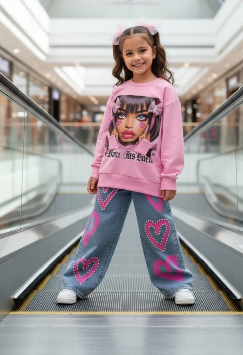 Bluza PINK GLAM DOLL z doszywanymi kokardkami i ściągaczami
