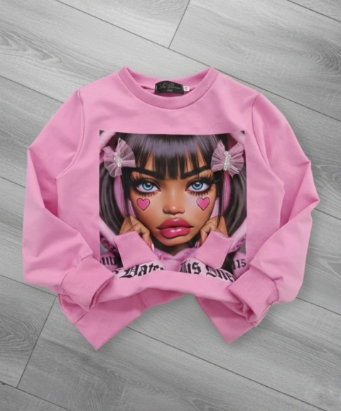 Bluza PINK GLAM DOLL z doszywanymi kokardkami i ściągaczami