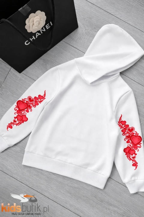 Bluza z kapturem HEART TATTOO ENERGY - biała