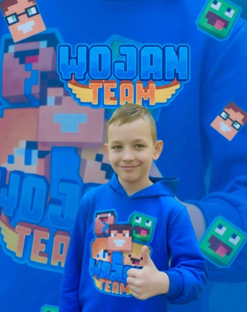 Bluza z kapturem Wojanek Minecraft - niebieska