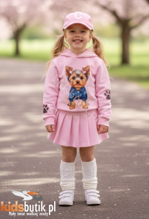 Bluza z kapturem York jeans patchwork - róż