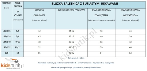 Bluzka Świecąca Baletnica z kryształkami i bufiastymi rękawkami