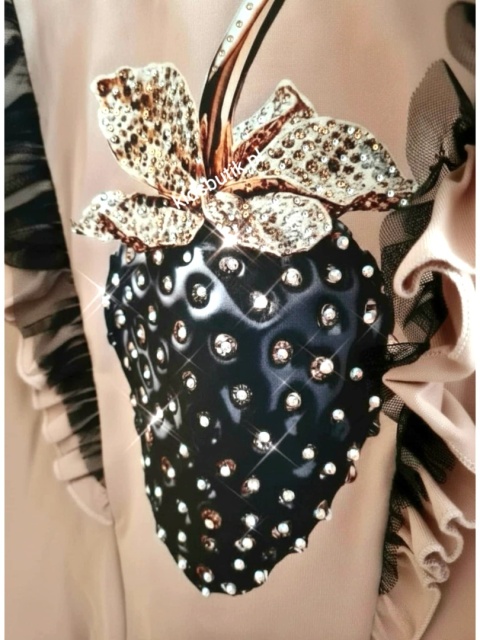 Bluzka Truskawka Glamour z kryształkami i z falbankami