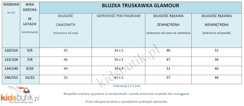 Bluzka Truskawka Glamour z kryształkami i z falbankami