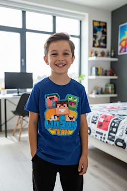 Bluzka z krótkim rękawem Wojanek Minecraft - ciemny niebieski