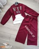 Dres/komplet trzyczęściowy WYO panterkowy napis - bordo