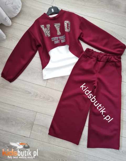 Dres/komplet trzyczęściowy WYO panterkowy napis - bordo Dres/komplet trzyczęściowy WYO panterkowy napis - bordo