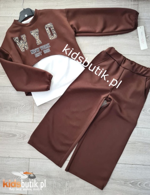 Dres/komplet trzyczęściowy WYO panterkowy napis - czekolada Dres/komplet trzyczęściowy WYO panterkowy napis - czekolada