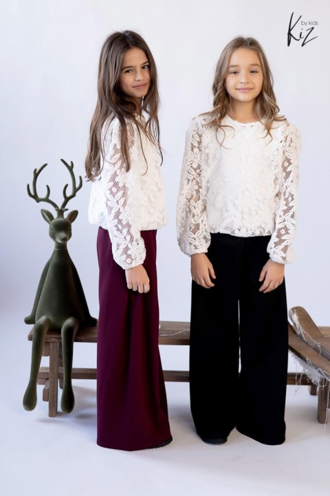 Elegancka, koronkowa bluzka z koszulką w zestawie, komplet bliżniak - ecru