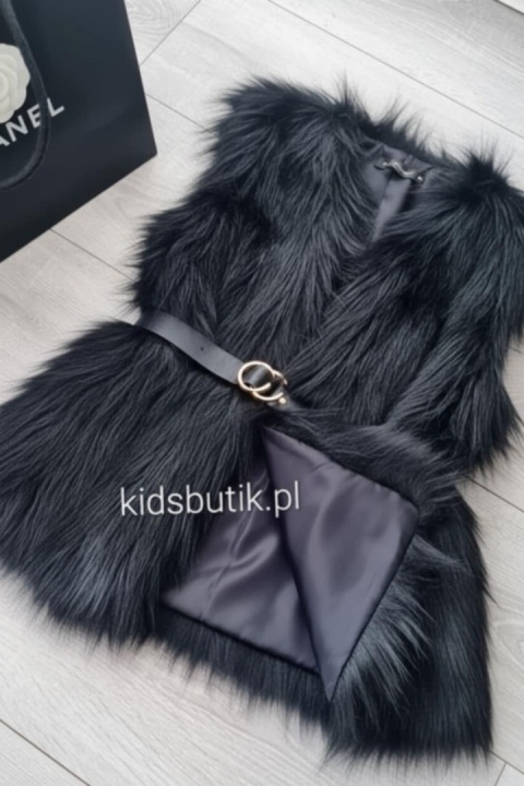 Kamizelka futrzana BELLA - czarna