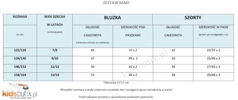 Komplet Maki: bluzka z koronką i szorty