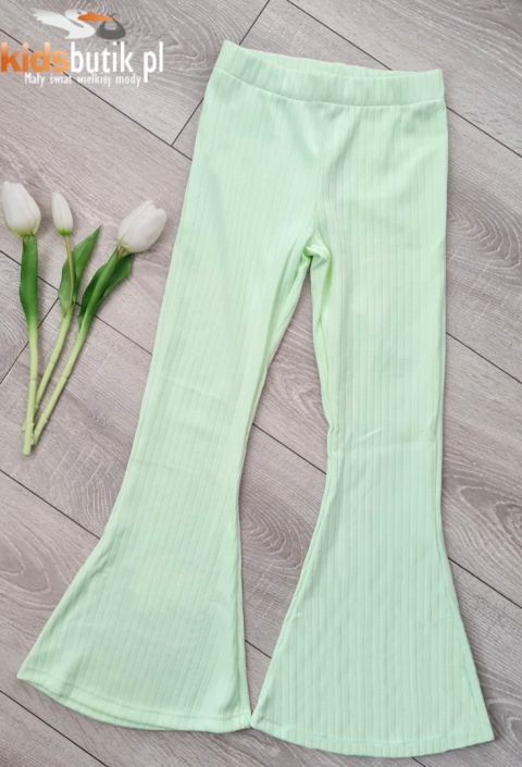 Legginsy getry prążek dzwony - mięta