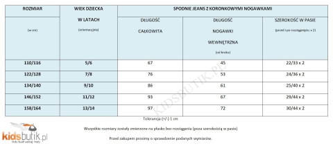 Spodnie jeans z koronkowymi nogawkami