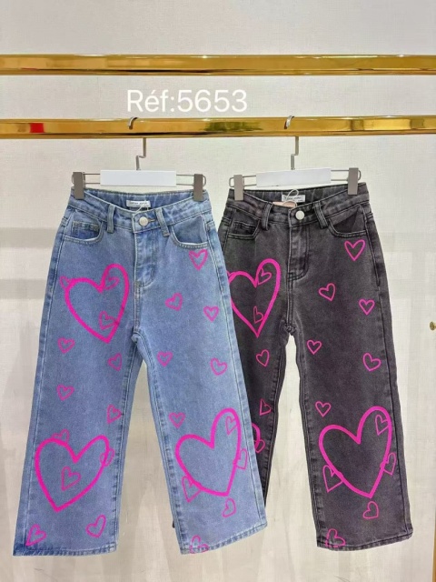 Spodnie jeansowe Różowe Serca ART STREET - czarne