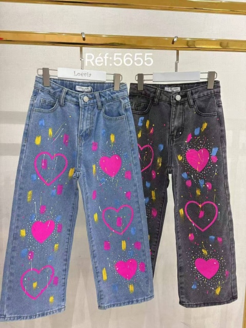 Spodnie jeansowe z różowymi sercami ART STREET - czarne