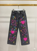 Spodnie jeansowe z różowymi sercami ART STREET - czarne