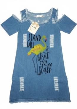 Sukienka jeansowa FLAMING z wycięciami na ramionach (jasny jeans)