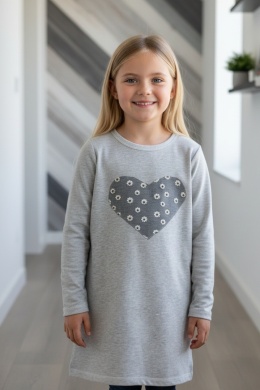 Szałowa sukienka dresowa SERCE, szara