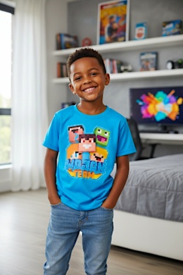 T-shirt funkcyjny z krótkim rękawem Wojanek Minecraft - jasny niebieski