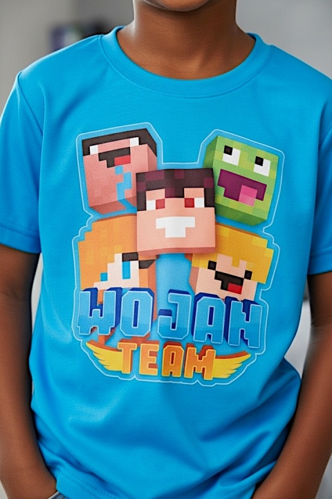 T-shirt funkcyjny z krótkim rękawem Wojanek Minecraft - jasny niebieski