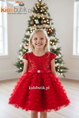 Velvet dress with sequins, flower and tulle ruffles - navy blue