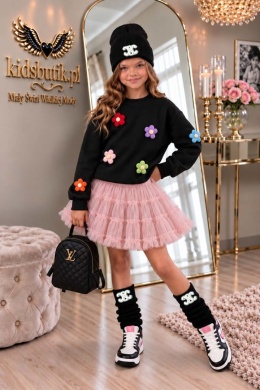 Bluza Kwiatki 3d - czarna