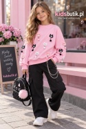 Bluza dziewczęca CUTE CATS z przyszywanymi kotkami – róż