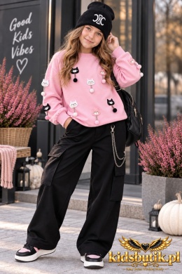 Bluza dziewczęca CUTE CATS z przyszywanymi kotkami – róż