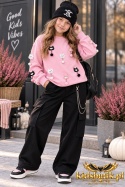 Bluza dziewczęca CUTE CATS z przyszywanymi kotkami – róż