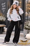 Bluza dziewczęca CUTE CATS z przyszywanymi kotkami – szara