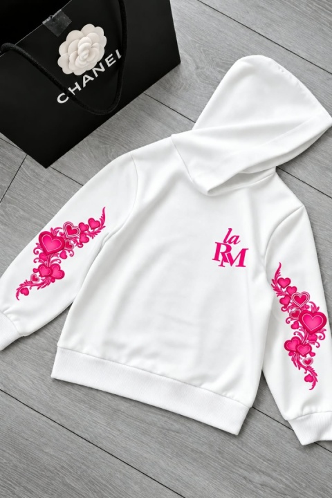 Bluza z kapturem HEART TATTOO - biała