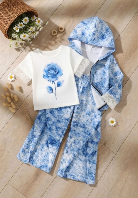 Bluzka BLUE ROSE z koronką w rękawach