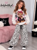 Dres dziewczęcy BAD GIRL z panterką – ecru