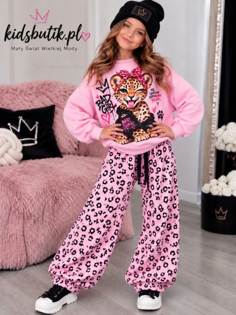 Dres dziewczęcy BAD GIRL z panterką – różowy
