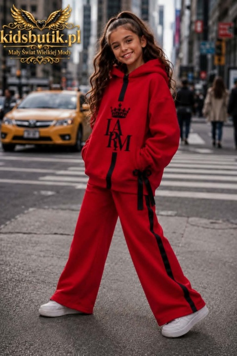 Dres dziewczęcy La’Roma Red & Black – czerwony komplet premium