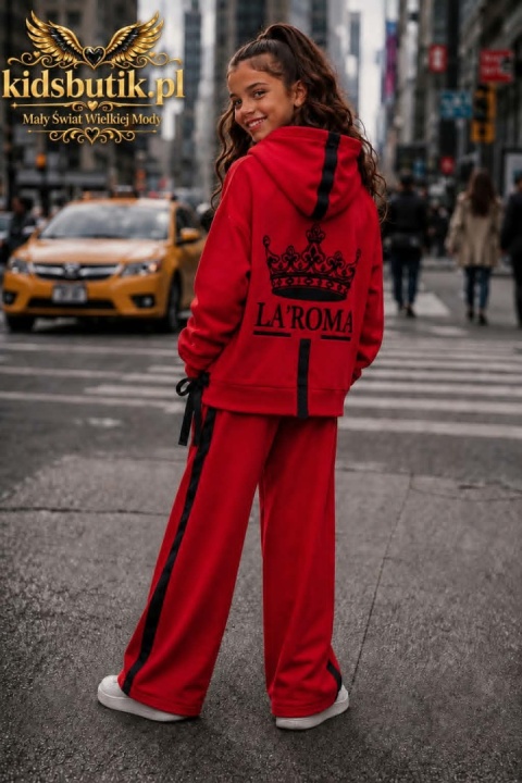 Dres dziewczęcy La’Roma Red & Black – czerwony komplet premium