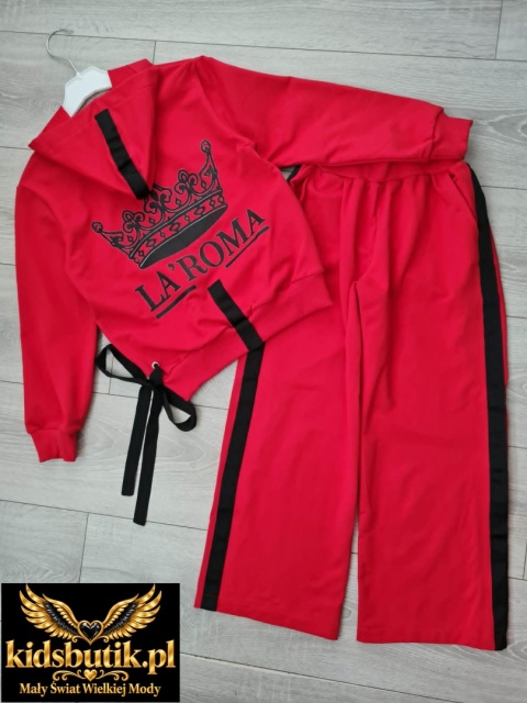Dres dziewczęcy La’Roma Red & Black – czerwony komplet premium